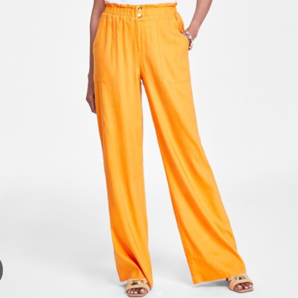 Orange Linen Paperbag-Waist Pants 🧡
